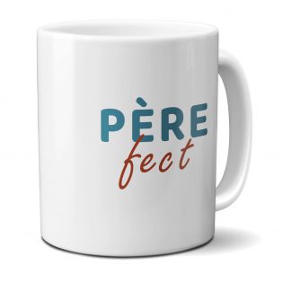 Mug Père-fect - Tasse jeu de mots humoristique pour fête des pères - Idée cadeau papa - 33 cl, Céramique - Imprimé en France