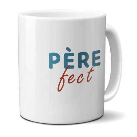 Mug Père-fect - Tasse jeu de mots humoristique pour fête des pères - Idée cadeau papa - 33 cl, Céramique - Imprimé en France