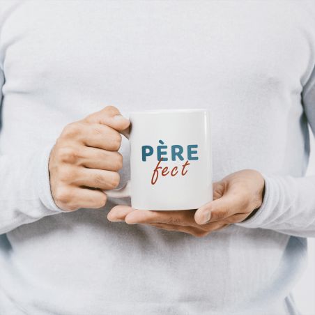 Mug Père-fect - Tasse jeu de mots humoristique pour fête des pères - Idée cadeau papa - 33 cl, Céramique - Imprimé en France