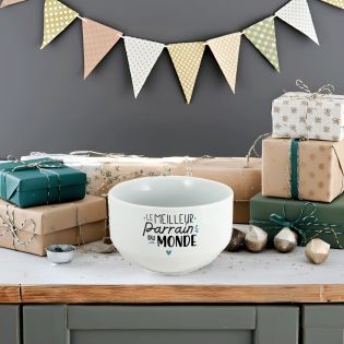 Bol personalisé petit déjeuner ou soupe modèle Meilleur Parrain du Monde - Idée cadeau personnalisé pour son parrain