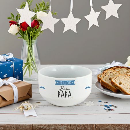 Bol personalisé Prénom pour petit déjeuner modèle Meilleur Beau Papa - Idée cadeau beau papa 