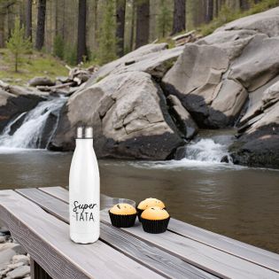 Bouteille isotherme personnalisable prénom - Inox, 50 cL - Modèle Super Tata - Cadeau Personnalisé pour sa Tante