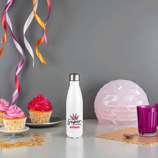 Bouteille isotherme personnalisable prénom - Inox, 50 cL - Modèle Super Connasse - Cadeau Noël pour une Amie - Copine 