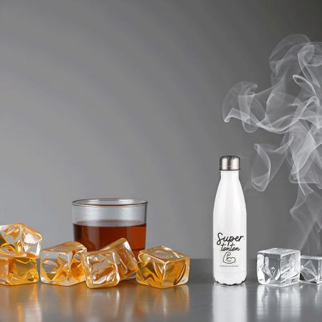 Bouteille isotherme personnalisable prénom - Inox, 50 cL - Modèle Super Tonton - Cadeau Personnalisé pour son oncle