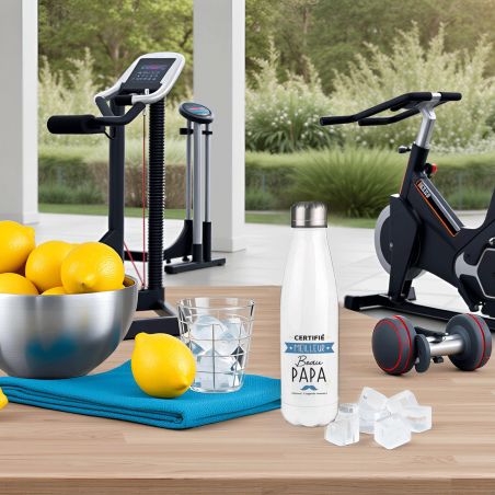 Bouteille isotherme personnalisable prénom - Inox, 50 cL - Modèle Certifié Meilleur Beau Papa - Cadeau Beau-Père