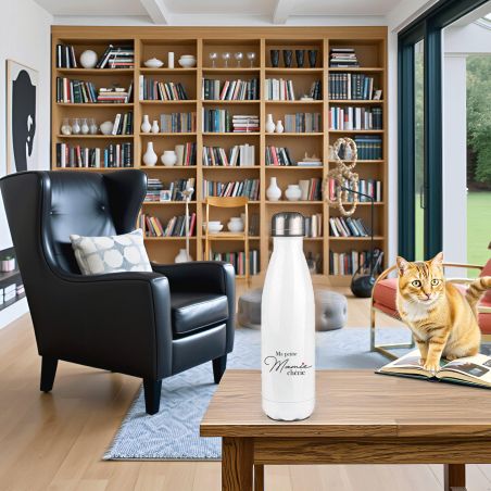 Bouteille isotherme personnalisable prénom - Inox, 50 cL - Modèle Mamie Chérie - Idée cadeau personnalisé Mamie