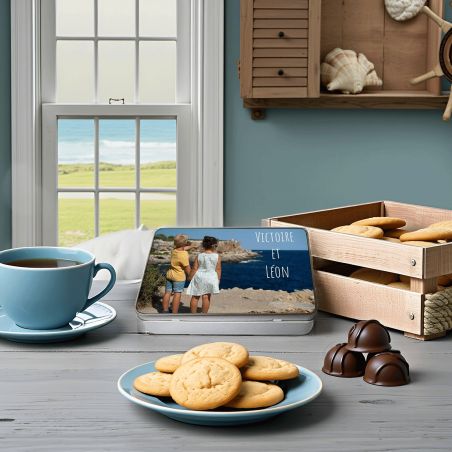 Boite en métal à personnaliser avec Prénom, Photo - Boîte de rangement pour Thé, Café, Gâteaux