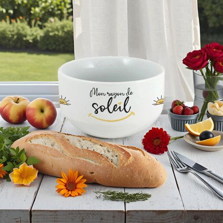 Bol personalisé petit déjeuner ou soupe modèle Mon Rayon de Soleil - Idée cadeau pour son/sa chéri(e)