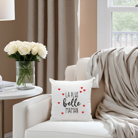 White cushion Mom - Personalized photo | Square 40 x 40 cm