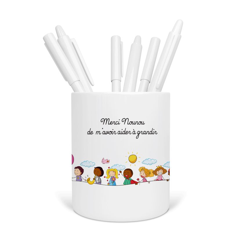 Pot à crayon "Merci Nounou de m'avoir aider à grandir" - Céramique Pot à crayon "Merci Nounou de m'avoir aider à grandir" - Céramique