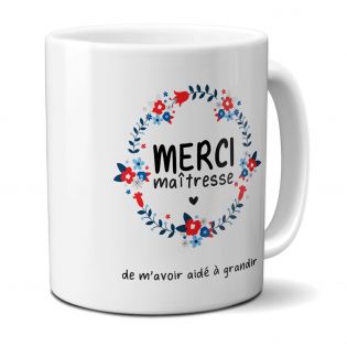 Personalized Thank You Teacher mug with flower crown · Super Mistress end of school year gift idea