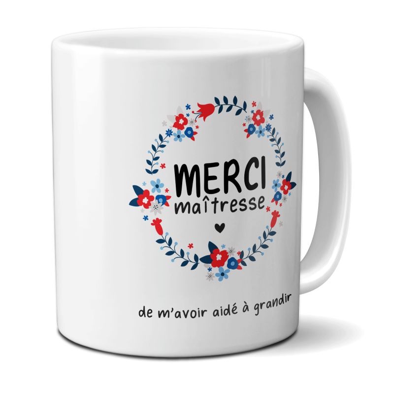 Personalized Thank You Teacher mug with flower crown · Super Mistress end of school year gift idea