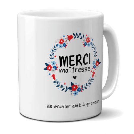 Personalized Thank You Teacher mug with flower crown · Super Mistress end of school year gift idea