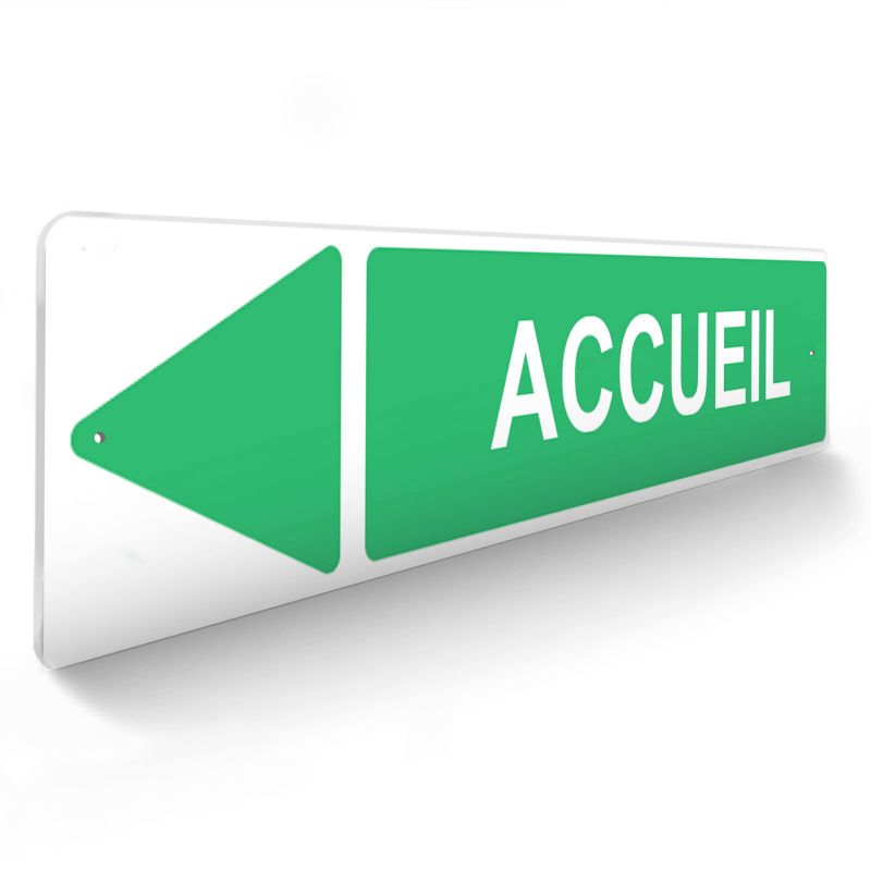 Panneau de signalisation pour camping "ACCUEIL Gauche" - 48 x 10 cm - Vert Panneau de signalisation pour camping "ACCUEIL Gauche" - 48 x 10 cm - Vert