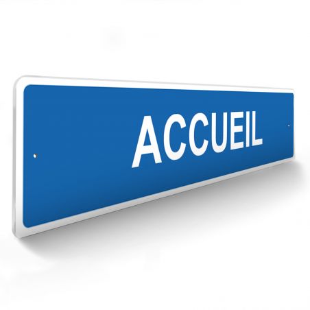 Panneau de signalisation pour camping "ACCUEIL" - 48 x 10 cm - Bleu