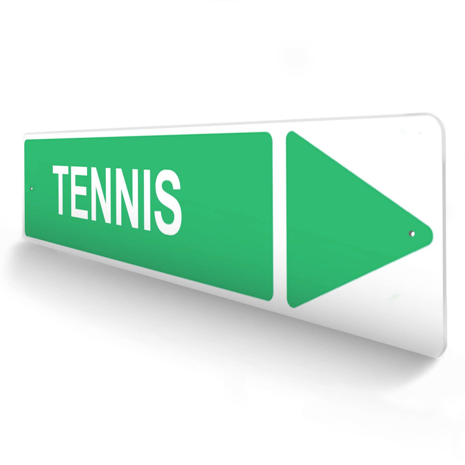 Panneau de signalisation pour camping "TENNIS Droite" - 48 x 10 cm - Vert