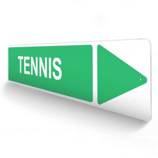 Panneau de signalisation pour camping "TENNIS Droite" - 48 x 10 cm - Vert
