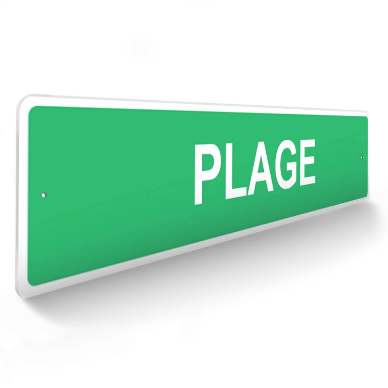 Panneau de signalisation pour camping "PLAGE" - 48 x 10 cm - Vert Panneau de signalisation pour camping "PLAGE" - 48 x 10 cm - Vert