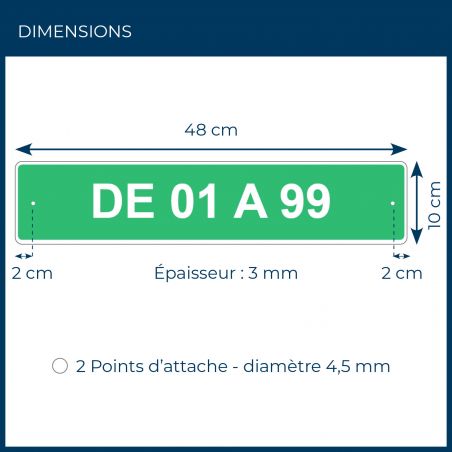 Panneau de signalisation personnalisable pour camping "DE 01 A 99" - 48 x 10 cm - Vert