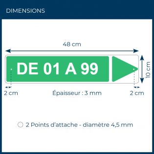 Panneau de signalisation personnalisable pour camping "DE 01 A 99 Droite" - 48 x 10 cm - Vert