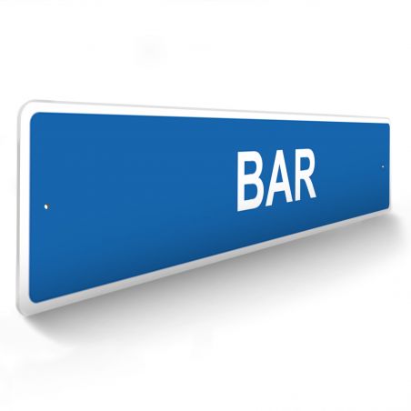 Panneau de signalisation pour camping "BAR" - 48 x 10 cm - Bleu