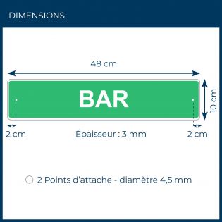 Panneau de signalisation pour camping "BAR" - 48 x 10 cm - Vert