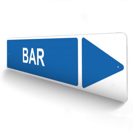Panneau de signalisation pour camping "BAR Droite" - 48 x 10 cm - Bleu