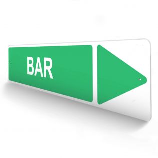 Panneau de signalisation pour camping "BAR Droite" - 48 x 10 cm - Vert