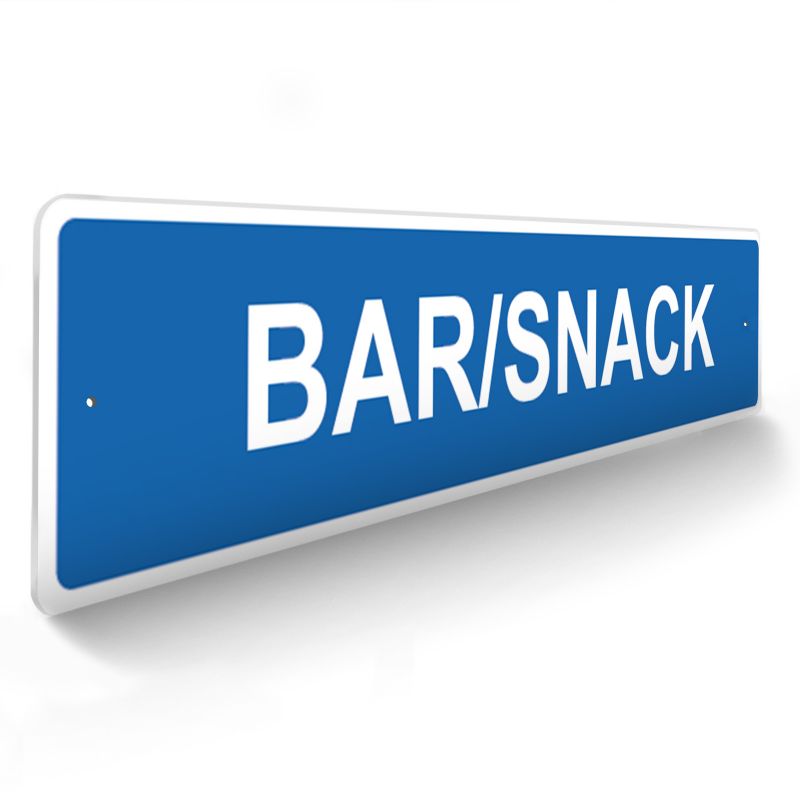 Panneau de signalisation pour camping "BAR/SNACK - 48 x 10 cm - Bleu Panneau de signalisation pour camping "BAR/SNACK - 48 x 10 cm - Bleu
