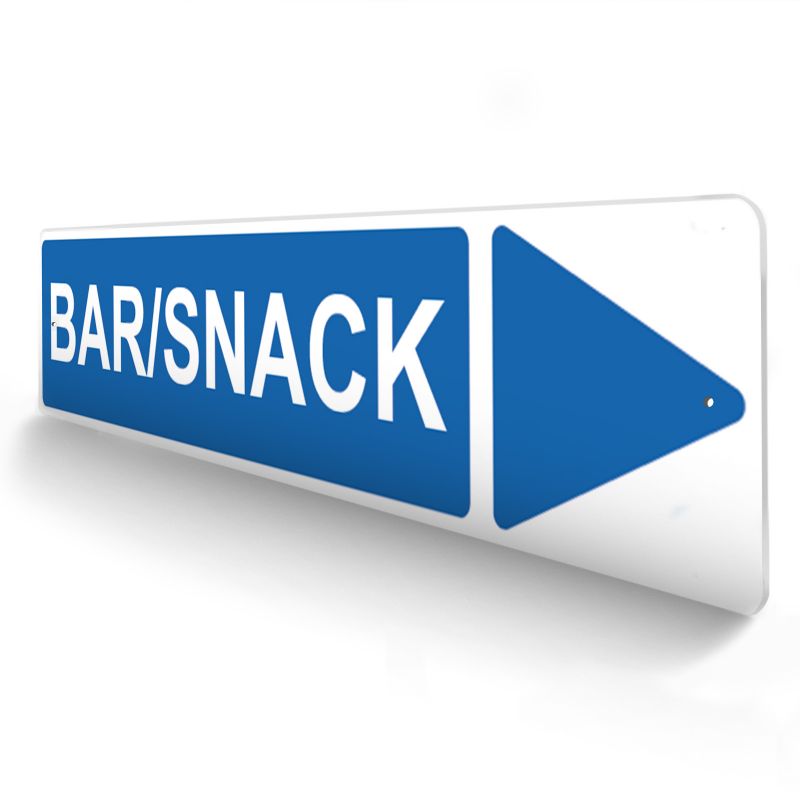 Panneau de signalisation pour camping "BAR/SNACK Droite" - 48 x 10 cm - Bleu Panneau de signalisation pour camping "BAR/SNACK Droite" - 48 x 10 cm - Bleu