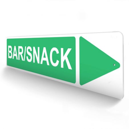 Panneau de signalisation pour camping "BAR/SNACK Droite" - 48 x 10 cm - Vert