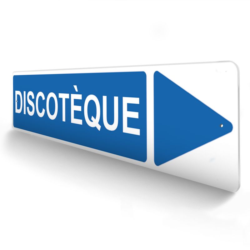 Panneau de signalisation pour camping "DISCOTEQUE Droite" - 48 x 10 cm - Bleu Panneau de signalisation pour camping "DISCOTEQUE Droite" - 48 x 10 cm - Bleu