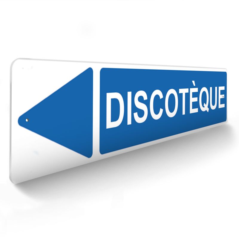 Panneau de signalisation pour camping "DISCOTEQUE Gauche" - 48 x 10 cm - Bleu Panneau de signalisation pour camping "DISCOTEQUE Gauche" - 48 x 10 cm - Bleu