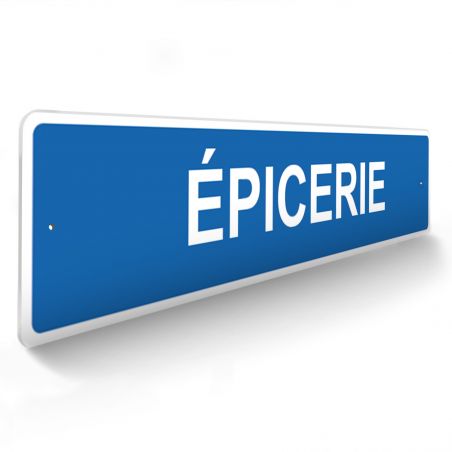 Panneau de signalisation pour camping "EPICERIE" - 48 x 10 cm - Bleu