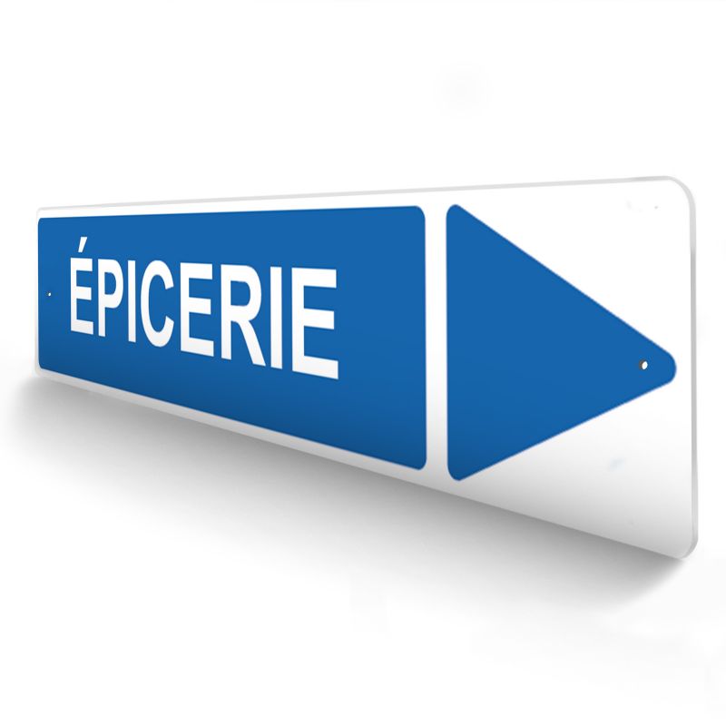 Panneau de signalisation pour camping "EPICERIE Droite" - 48 x 10 cm - Bleu Panneau de signalisation pour camping "EPICERIE Droite" - 48 x 10 cm - Bleu