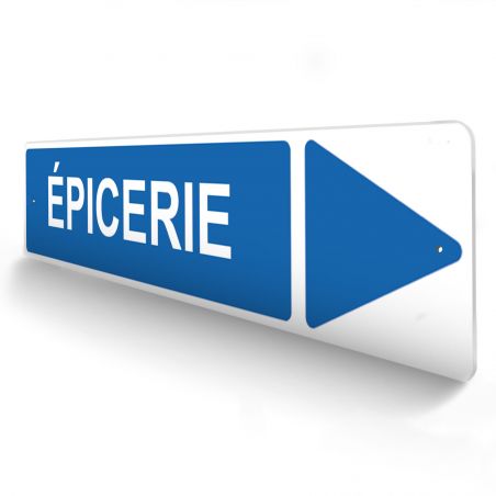 Panneau de signalisation pour camping "EPICERIE Droite" - 48 x 10 cm - Bleu