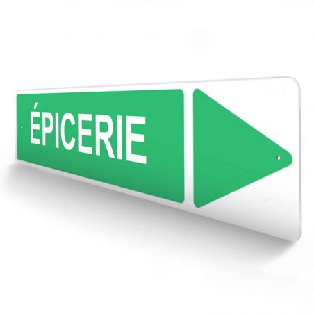 Panneau de signalisation pour camping "EPICERIE Droite" - 48 x 10 cm - Vert