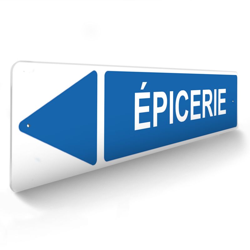 Panneau de signalisation pour camping "EPICERIE Gauche" - 48 x 10 cm - Bleu Panneau de signalisation pour camping "EPICERIE Gauche" - 48 x 10 cm - Bleu