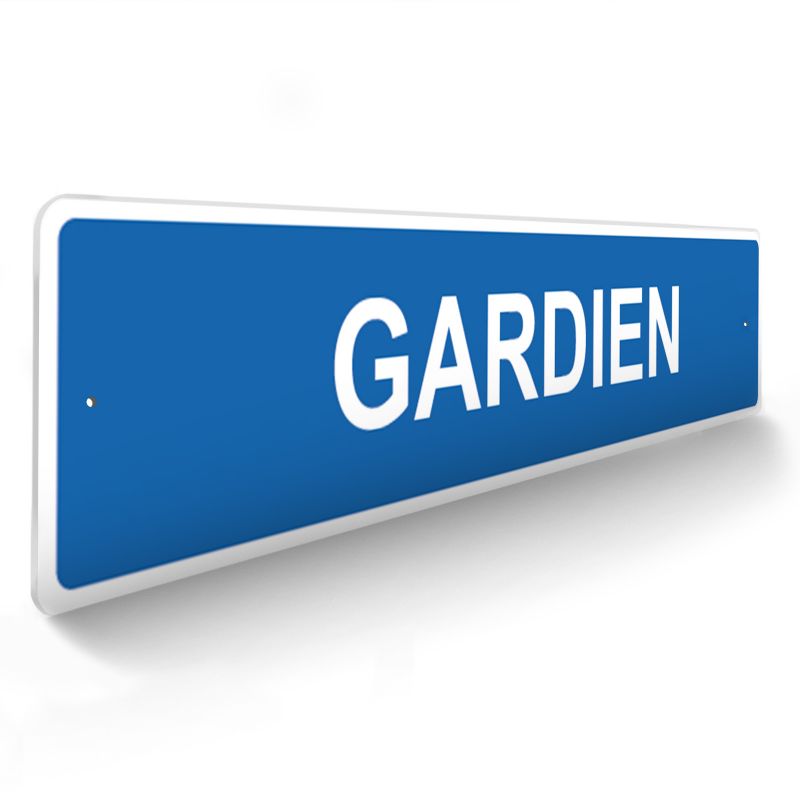 Panneau de signalisation pour camping "GARDIEN" - 48 x 10 cm - Bleu Panneau de signalisation pour camping "GARDIEN" - 48 x 10 cm - Bleu