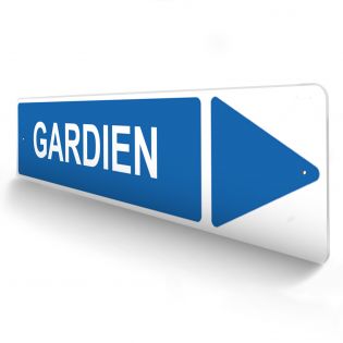 Panneau de signalisation pour camping "GARDIEN Droite" - 48 x 10 cm - Bleu