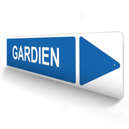 Panneau de signalisation pour camping "GARDIEN Droite" - 48 x 10 cm - Bleu