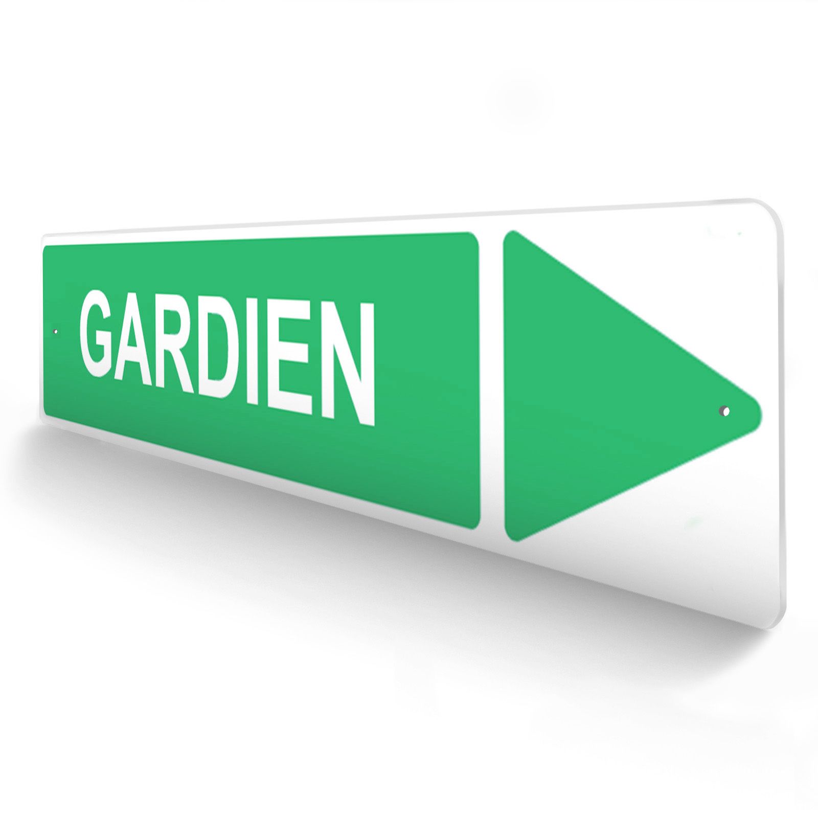Panneau de signalisation pour camping "GARDIEN Droite" - 48 x 10 cm - Vert