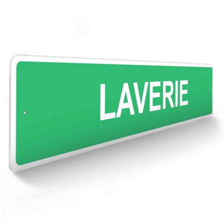 Panneau de signalisation pour camping "LAVERIE" - 48 x 10 cm - Vert