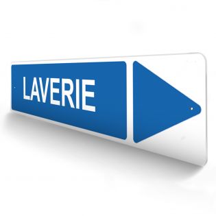 Panneau de signalisation pour camping "LAVERIE Droite" - 48 x 10 cm - Bleu