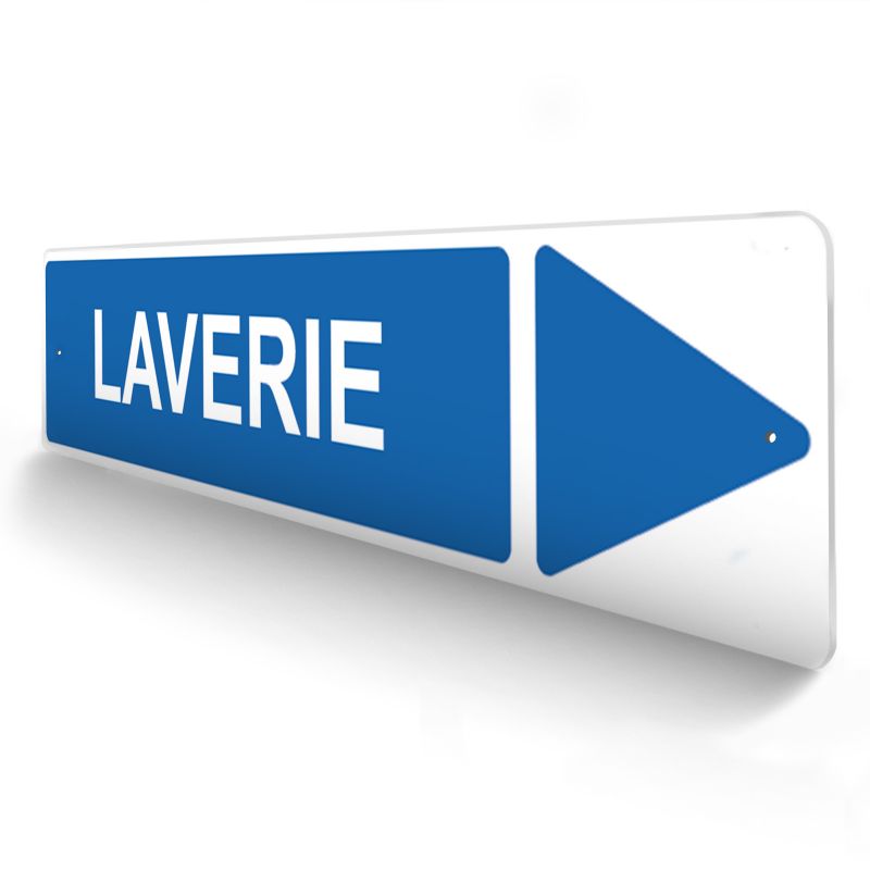 Panneau de signalisation pour camping "LAVERIE Droite" - 48 x 10 cm - Bleu Panneau de signalisation pour camping "LAVERIE Droite" - 48 x 10 cm - Bleu
