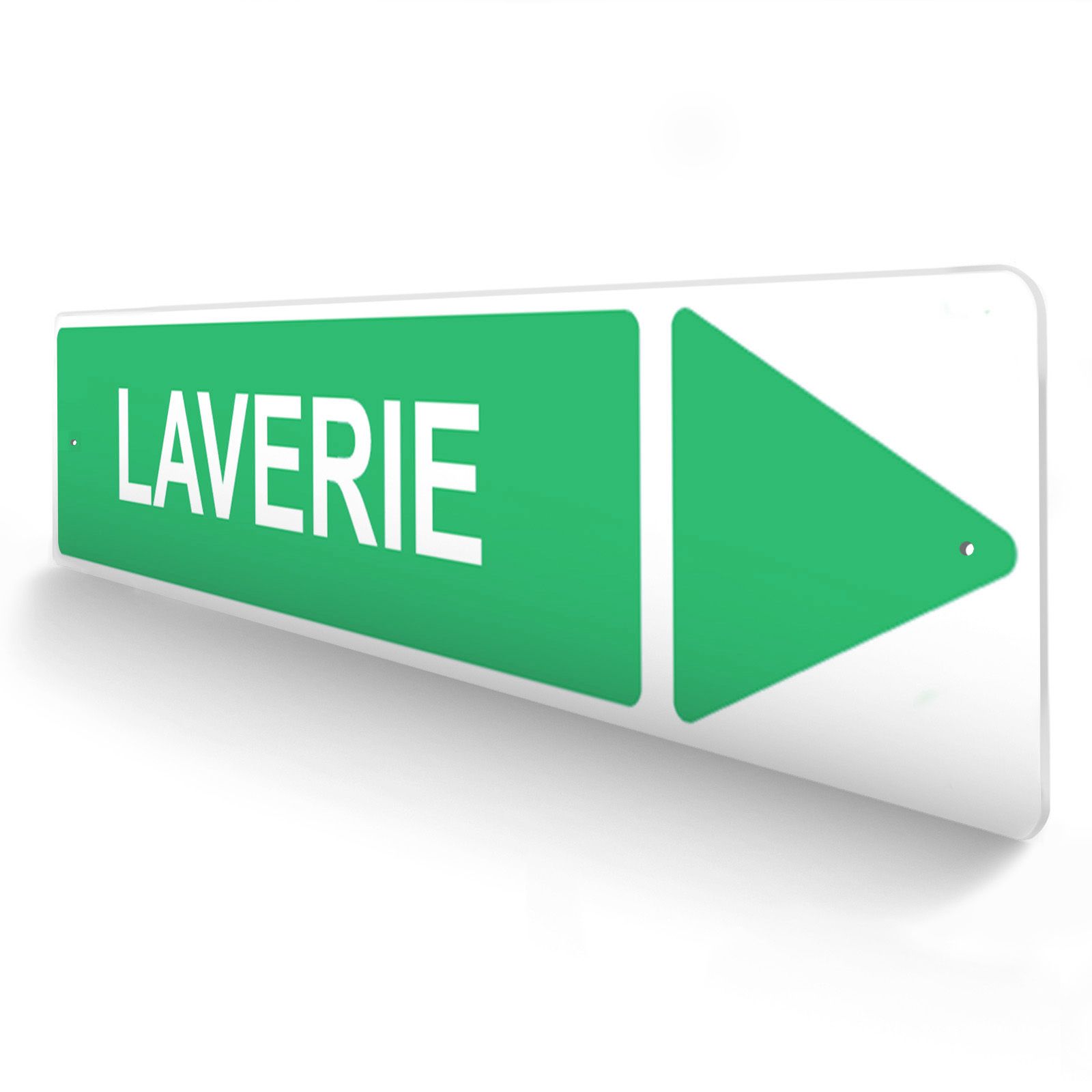 Panneau de signalisation pour camping "LAVERIE Droite" - 48 x 10 cm - Vert
