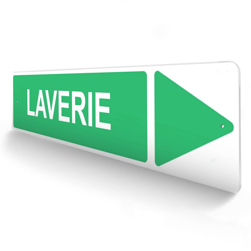 Panneau de signalisation pour camping "LAVERIE Droite" - 48 x 10 cm - Vert Panneau de signalisation pour camping "LAVERIE Droite" - 48 x 10 cm - Vert