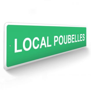 Panneau de signalisation pour camping "LOCAL POUBELLES" - 48 x 10 cm - Vert