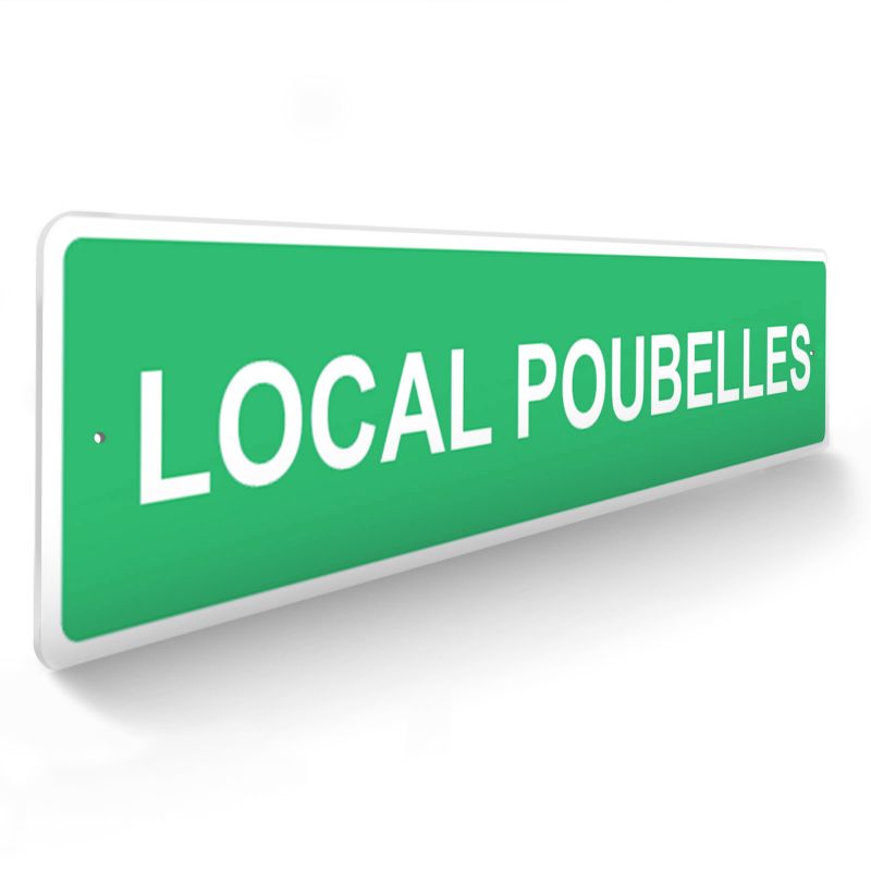 Panneau de signalisation pour camping "LOCAL POUBELLES" - 48 x 10 cm - Vert Panneau de signalisation pour camping "LOCAL POUBELLES" - 48 x 10 cm - Vert