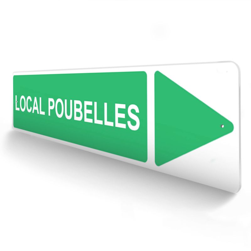 Panneau de signalisation pour camping "LOCAL POUBELLES Droite" - 48 x 10 cm - Vert Panneau de signalisation pour camping "LOCAL POUBELLES Droite" - 48 x 10 cm - Vert